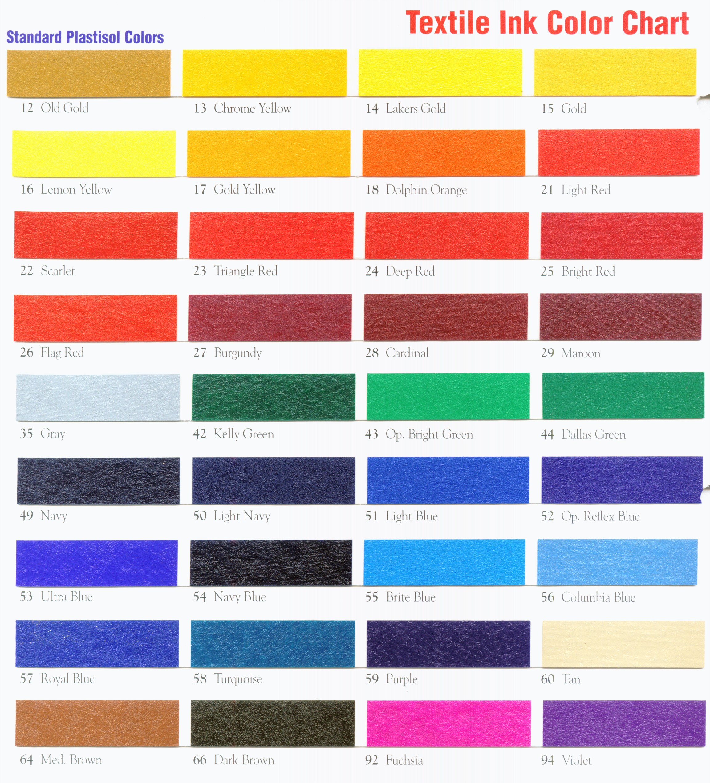 Rutland Color Chart